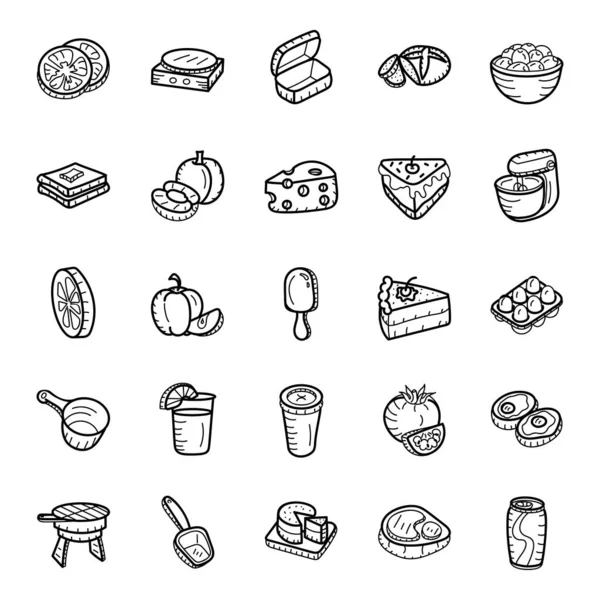 Sketchy Pack Food Items Vektorok — Stock Vector