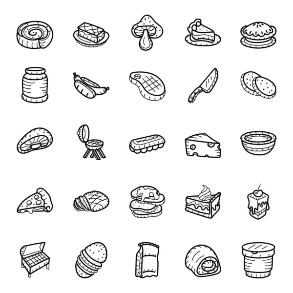 Ručně Kreslené Nezdravé Jídlo Pití Balení — Stockový vektor