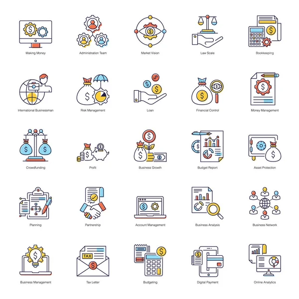 İş Analizi Düz Simgeleri Paketi