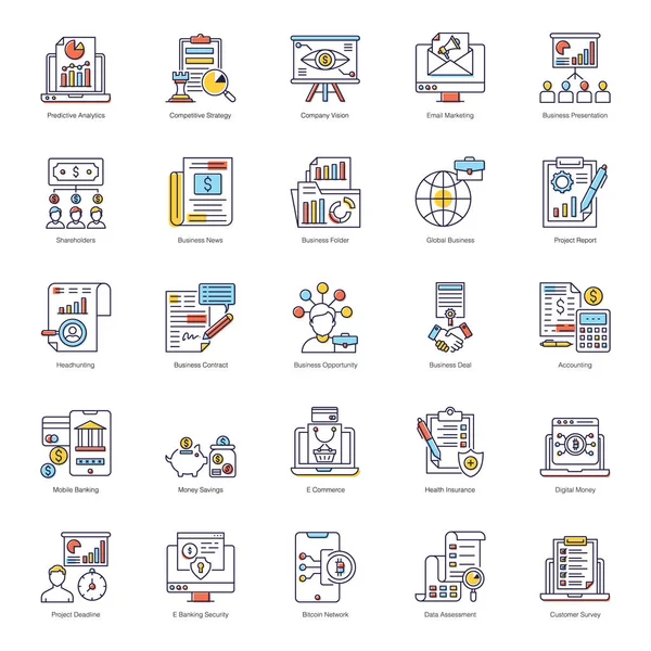 Pacote Ícones Plano Crescimento Negócios — Vetor de Stock