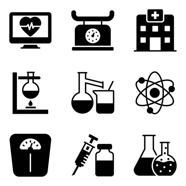 Medical Equipment Glyph Icons Pack — Stock Vector