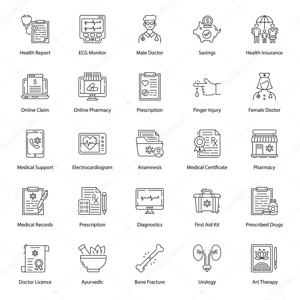 Pack Of Medical Line Icons 