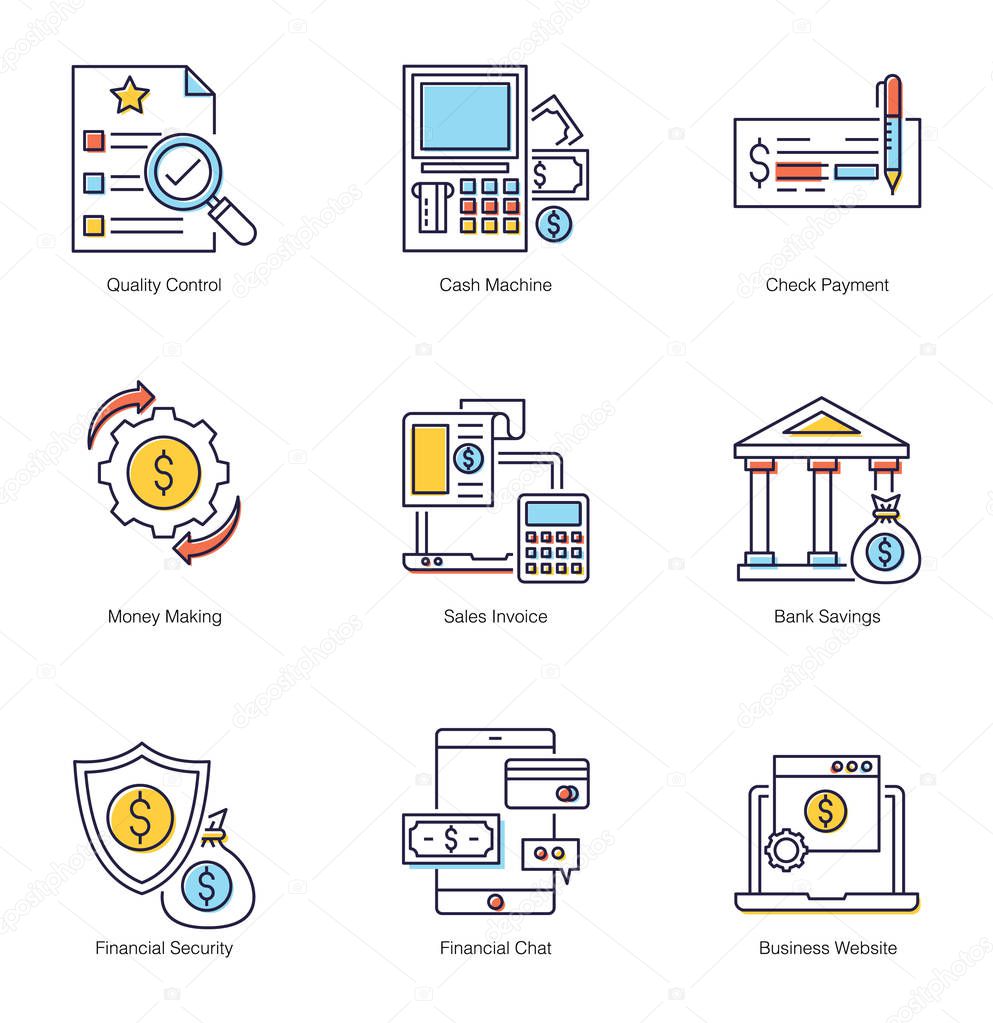 Financial Security Flat Icons Pack