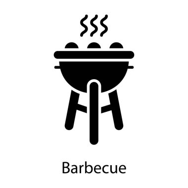 Açık hava yemek konsepti, piknik için barbekü ikonu ve eğlence aşıkları 