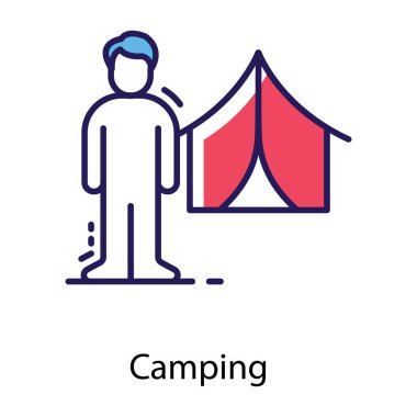 Kamp insanı vektörü beyaz arkaplanda izole edildi 