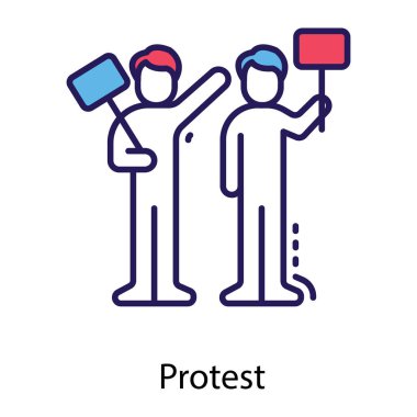 Beyaz arkaplanda izole edilmiş protesto vektör tasarımını sembolize eden pankart tutan kişi 