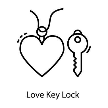 Kalp kilidi olan bir anahtar, aşk kilidini simgeliyor.