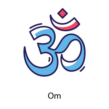 Düz vektör dizaynlı Hindu om dövmesi 