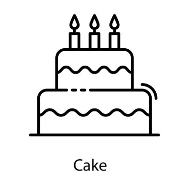 Satır tasarımında doğum günü pastası vektörü 