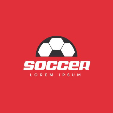Soccer logo emblem isolated on red background. clipart