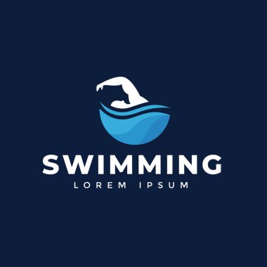 Swimming logo, human is swimming flat vector. clipart