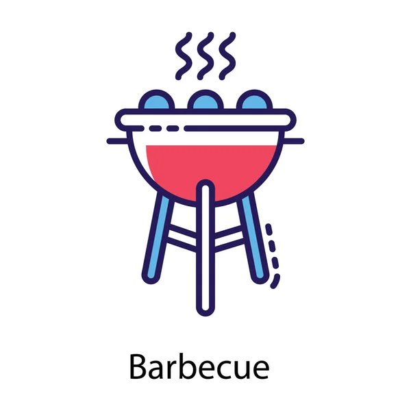 Outdoor Cooking Concept Barbeque Grill Icon Picnic Fun Lovers — Stock Vector