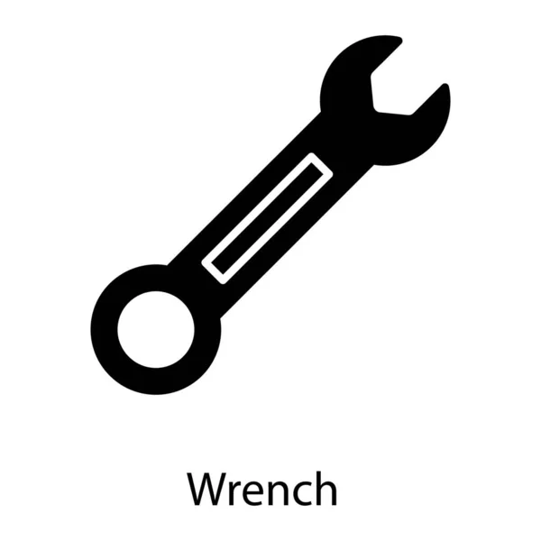 Tool Opening Nut Bolt Depicting Spanner Solid Vector — ストックベクタ