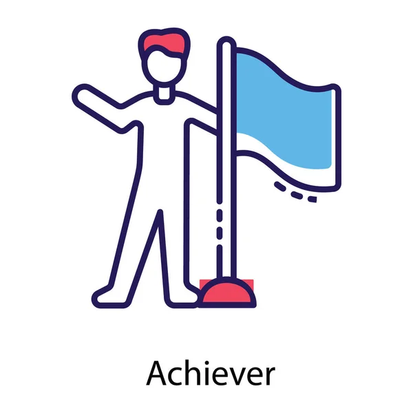 Mensch Mit Flagge Sinnvolles Symbol Für Das Erreichen Von Zielen — Stockvektor