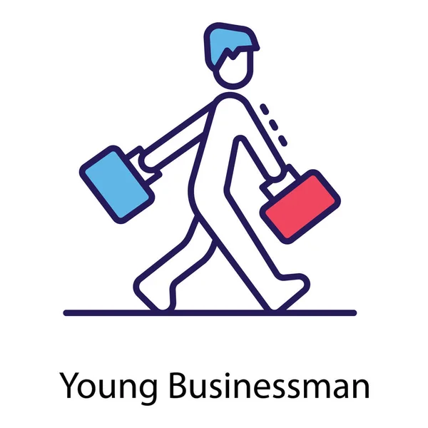 Άντρας Κρατώντας Δύο Τσάντες Που Απεικονίζουν Επιχειρηματία — Διανυσματικό Αρχείο
