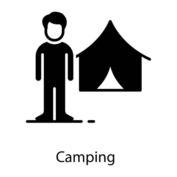 Camping Person Vector Isolated White Background — Stock Vector