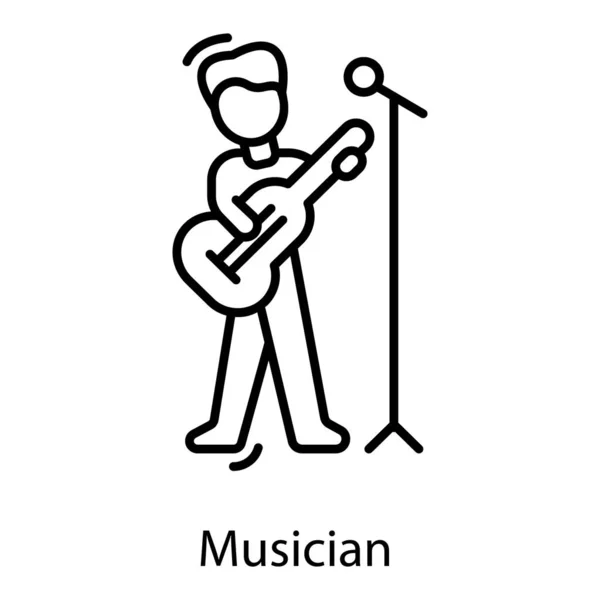 Hombre Sosteniendo Guitarra Que Representa Vector Guitarrista — Vector de stock