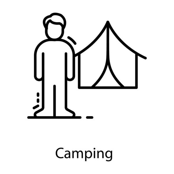 Camping Persona Vector Aislado Sobre Fondo Blanco — Vector de stock