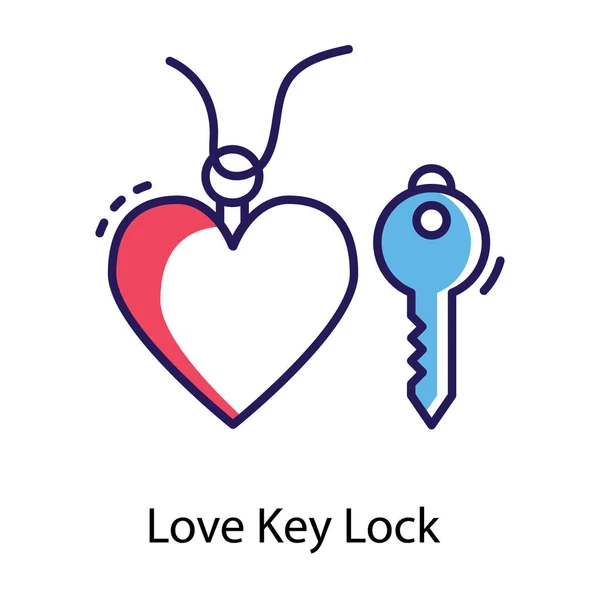 Klucz Zamkiem Serce Symbolizujący Klucz Miłości — Wektor stockowy