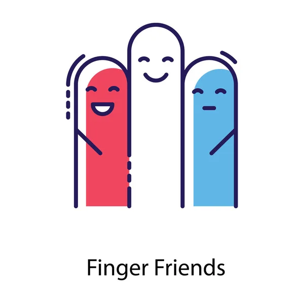 Cute Faces Fingers Symbol Finger Friends Flat Icon — Stock Vector