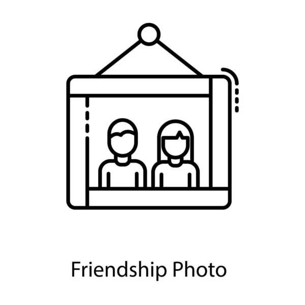 Friends Photo Frame Picture Line Icon Vector — Stock Vector