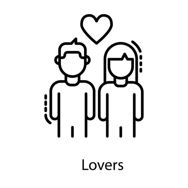 Par Med Hjärta Symboliserar Älskare Och Make Linje Vektor Design — Stock vektor
