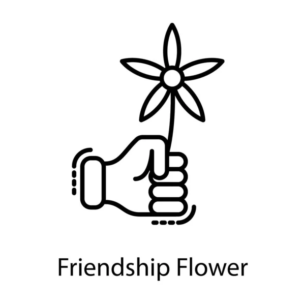 Een Mooie Madeliefje Hand Vriendschap Bloemlijn Pictogram — Stockvector