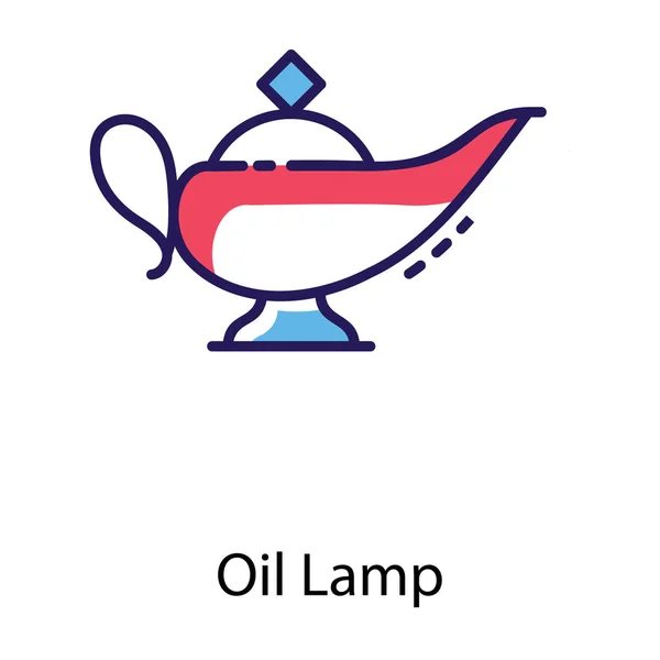 Icono Lámpara Aceite Oriente Medio Diseño Vector Plano — Vector de stock