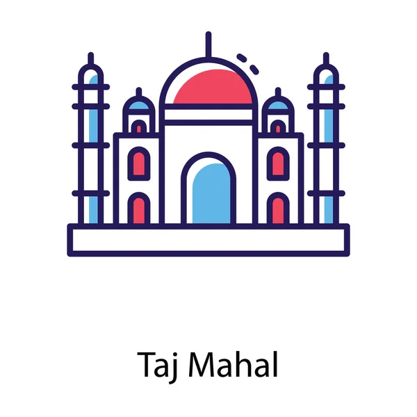 Monumento Indio Taj Mahal Icono Vector Plano — Vector de stock