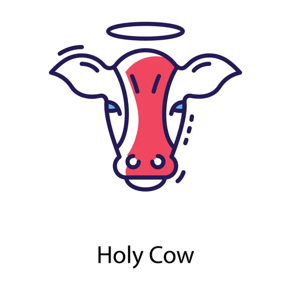 ヒンズー教の神聖な動物 フラットベクトルデザインの牛のアイコン — ストックベクタ