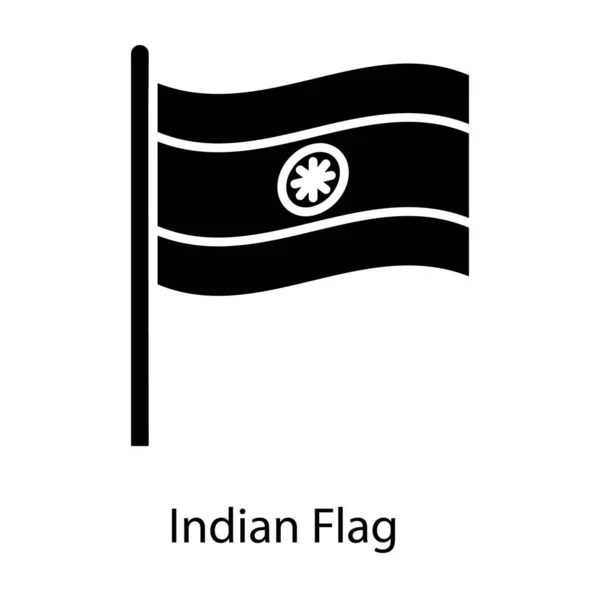 Символ Флага Индии Векторе Иконки Флагштока Концепция Дня Независимости Индии — стоковый вектор