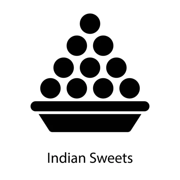 Индийские Традиционные Сладости Радуют Икону Твердом Дизайне — стоковый вектор