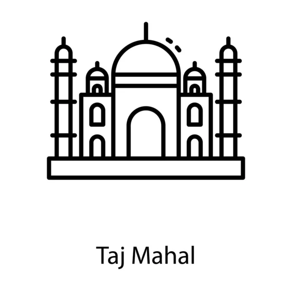 Monumento Indio Taj Mahal Icono Línea Vector — Vector de stock