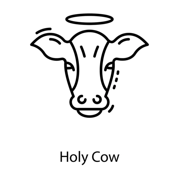 Animal Saint Hindou Icône Vache Dans Conception Vectorielle Ligne — Image vectorielle
