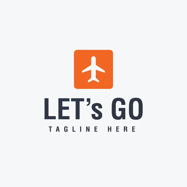 Düz Vektör Uçuş Logosu Tasarımında Bir Yolculuk Konsepti — Stok Vektör