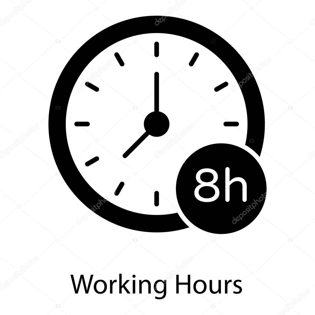 Wall clock denoting working hours of labors, work time 