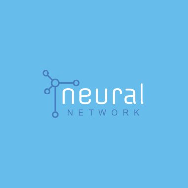 Mavi arkaplanda nöral ağ logosu izole edildi