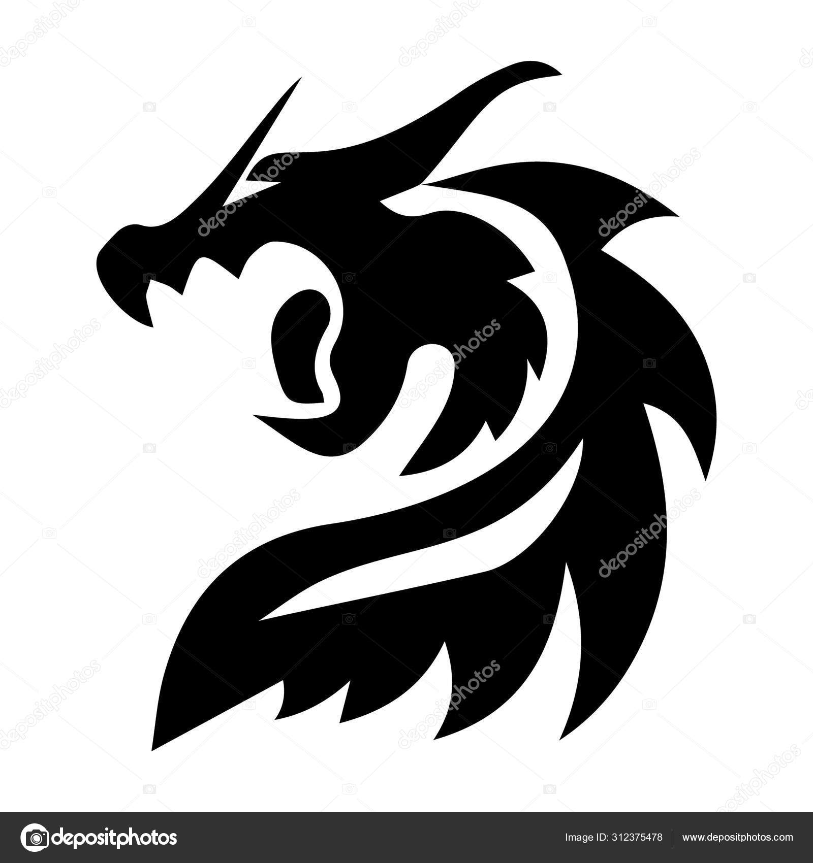 Solid Icon Tribal Dragon Tattoo Vector Design Stock Vector Image by  ©vectorspoint #312375478
