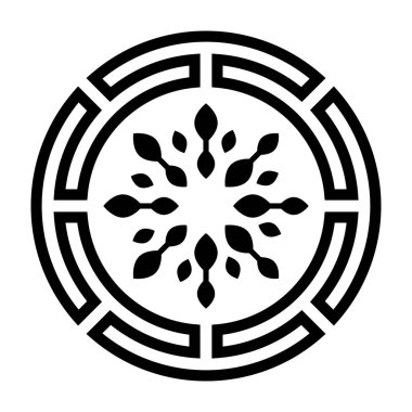 Dairesel geometri tasarımları, glifte krom mandala simgesi 