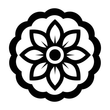 Dairesel geometri tasarımları, kabartma vektöründe çiçek deseni simgesi 