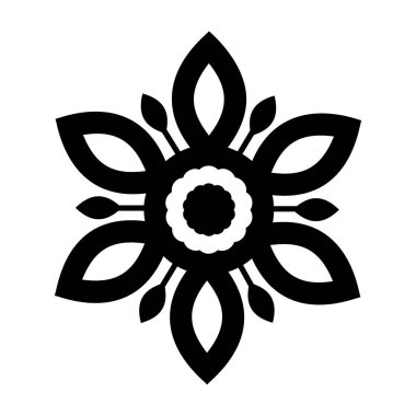 Geometri şekil tasarımı, katı vektör içinde çiçek dövmesi simgesi 