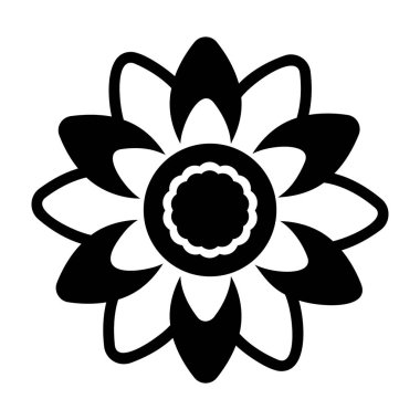 Dairesel geometri tasarımları, kabartma vektördeki çiçek sembolü simgesi 