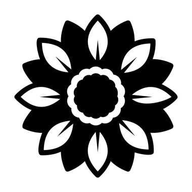Katı vektör içinde çiçek dövmesi simgesini gösteren ayçiçeği vektör tasarımı 
