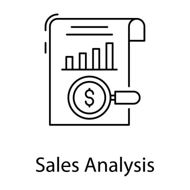 İndirim raporu büyüteç altında, satış analiz simgesi