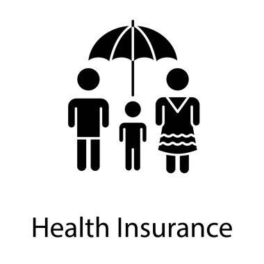 Aile üyeleri şemsiye altında, aile sigortası simgesi 
