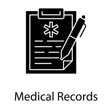 Kalemli pano, tıbbi kayıt simgesi dolu tasarım 