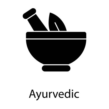 Otlu Pestle havanı, glifte ayurvedic simge tasarımı 