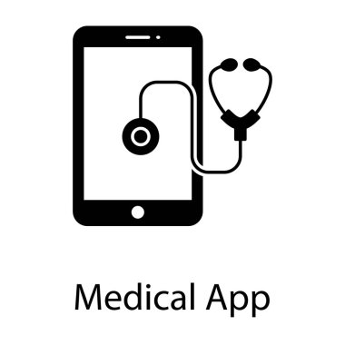 Telefonun içinde stetoskop, sağlam tasarımda tıbbi uygulama simgesi. 