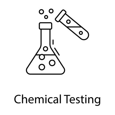 Deney simgesi çizgi tasarımının kimyasal test konsepti.