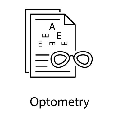 Beyaz arkaplanda çizgi tasarımında optometri simgesi.